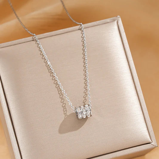 Circle diamonds silver-Necklace