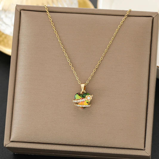 Crystal multi heart diamond Gold-Necklace